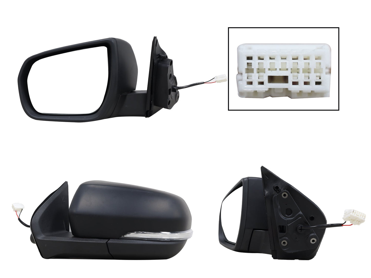 ESPEJO IZQ MANUAL NEGRO POROSO C/LUZ DIRECCIONAL (2PINES)