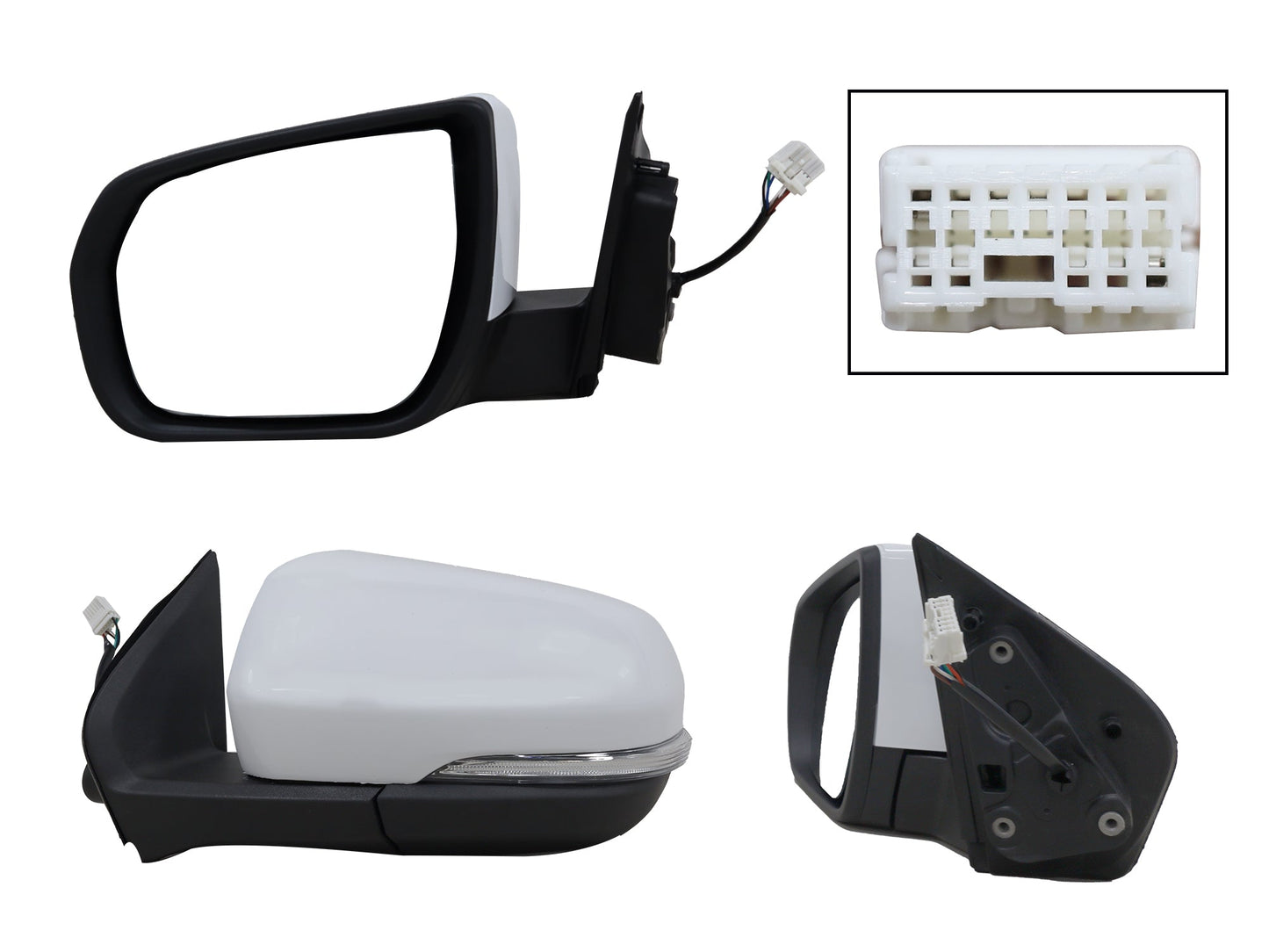 ESPEJO IZQ ELECT BLANCO P/PINTAR C/LUZ DIRECCIONAL C/DESEMPAÑANTE (6PINES)