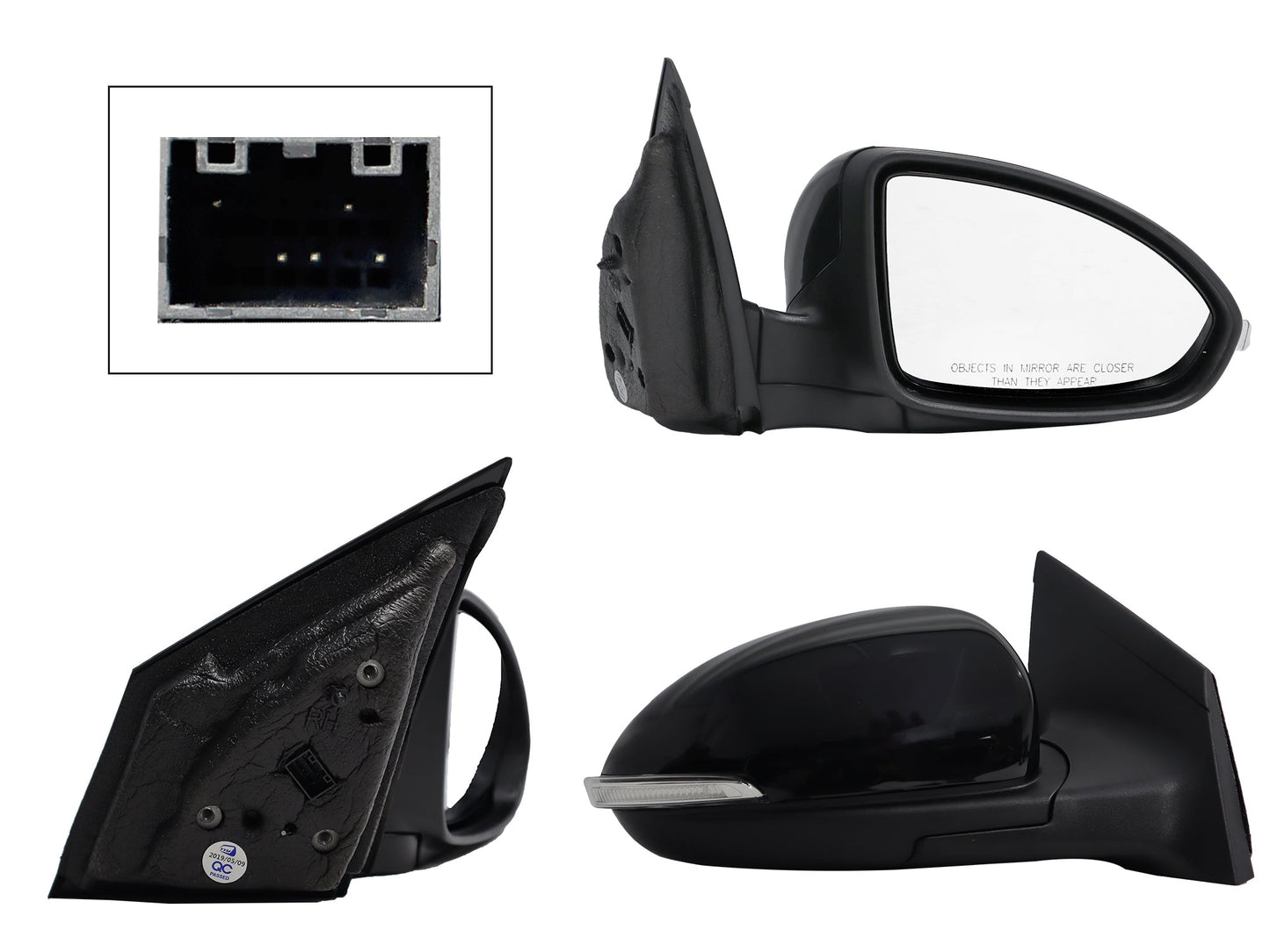 ESPEJO DER ELECT NEGRO P/PINTAR C/LUZ DIRECCIONAL (5PINES)