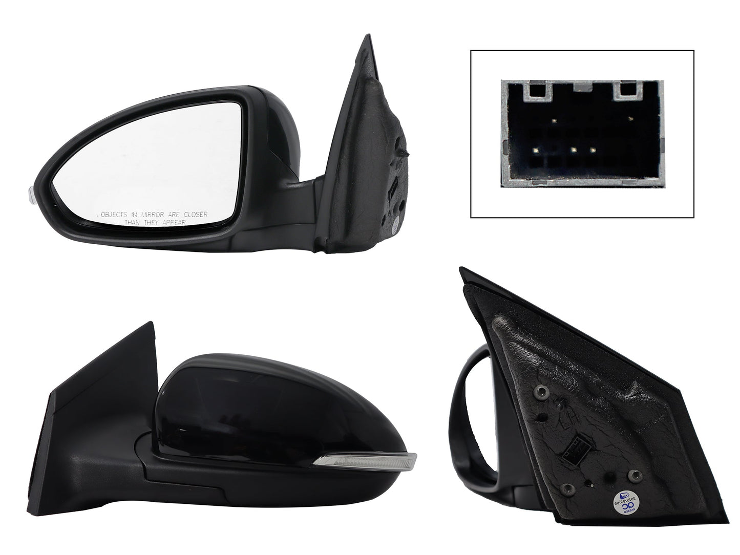 ESPEJO IZQ ELECT NEGRO P/PINTAR C/LUZ DIRECCIONAL (5PINES)