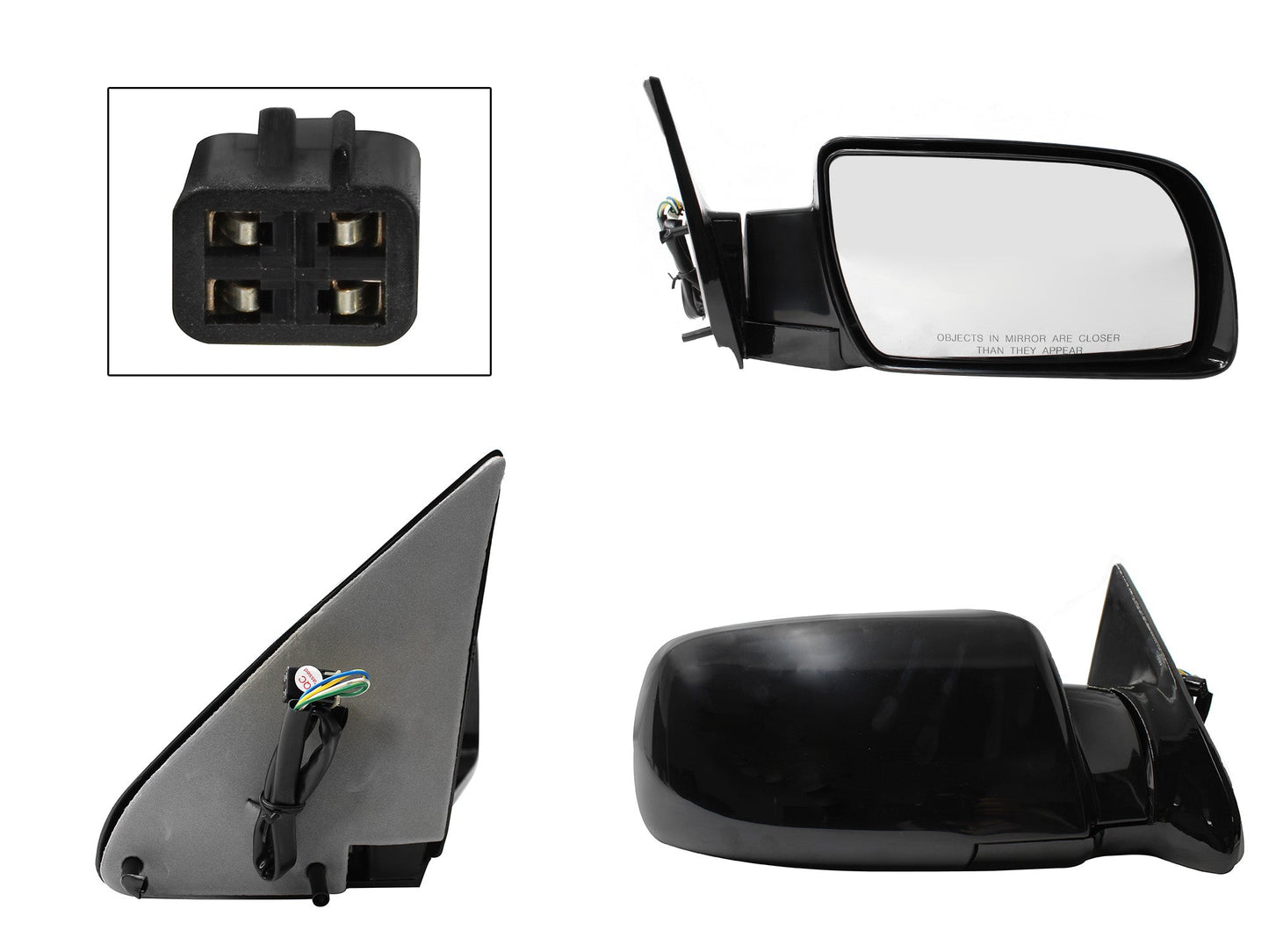 ESPEJO DER ELECT NEGRO LISO (4PINES) (SUBURBAN 92-99)
