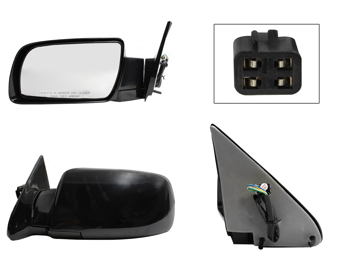 ESPEJO IZQ ELECT NEGRO LISO (4PINES) (SUBURBAN 92-99)