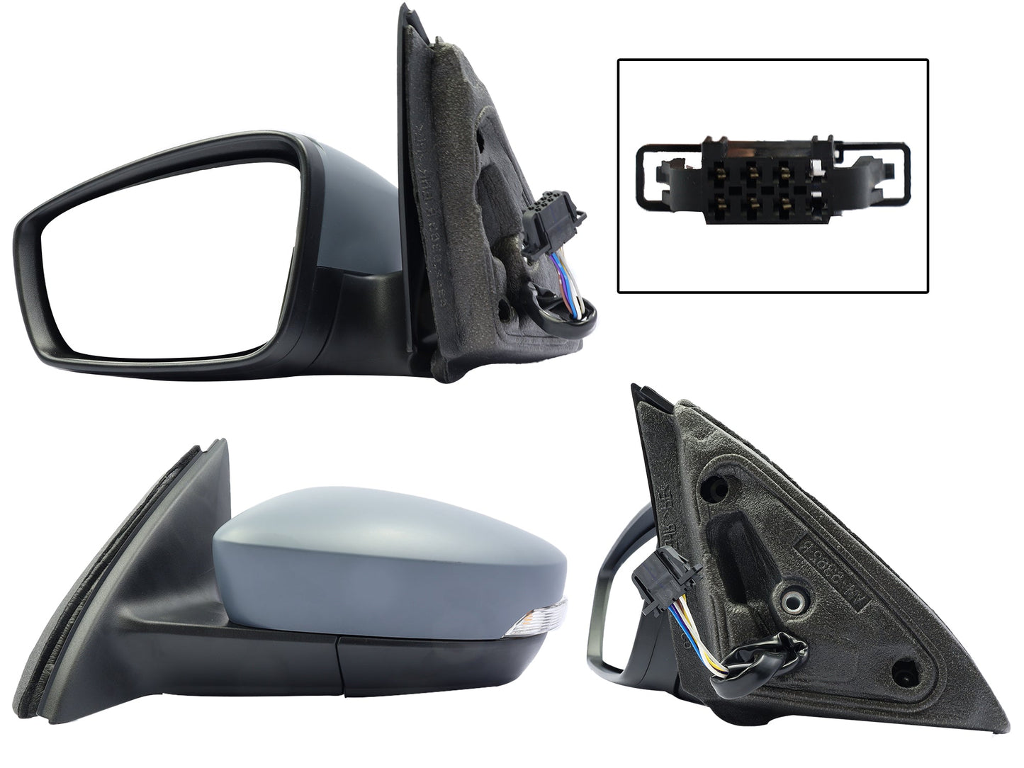 ESPEJO IZQ ELECT NEGRO P/PINTAR C/LUZ DIRECCIONAL C/DESEMPAÑANTE (6PINES)