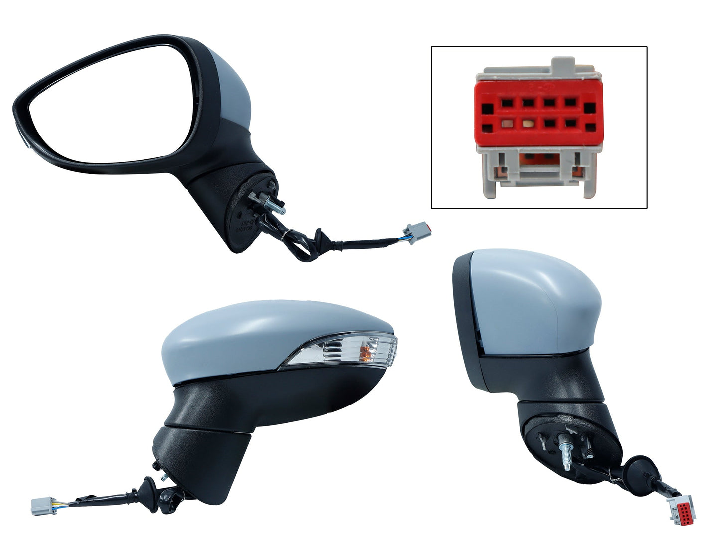 ESPEJO IZQ ELECT GRIS P/PINTAR C/LUZ DIRECCIONAL C/DESEMPAÑANTE (6PINES)