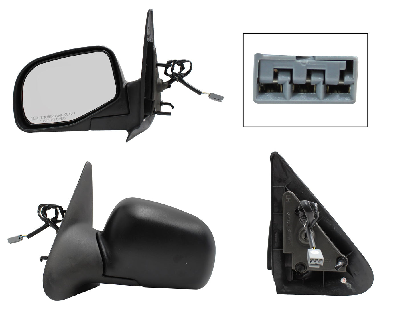 ESPEJO IZQ ELECT NEGRO POROSO (3PINES)