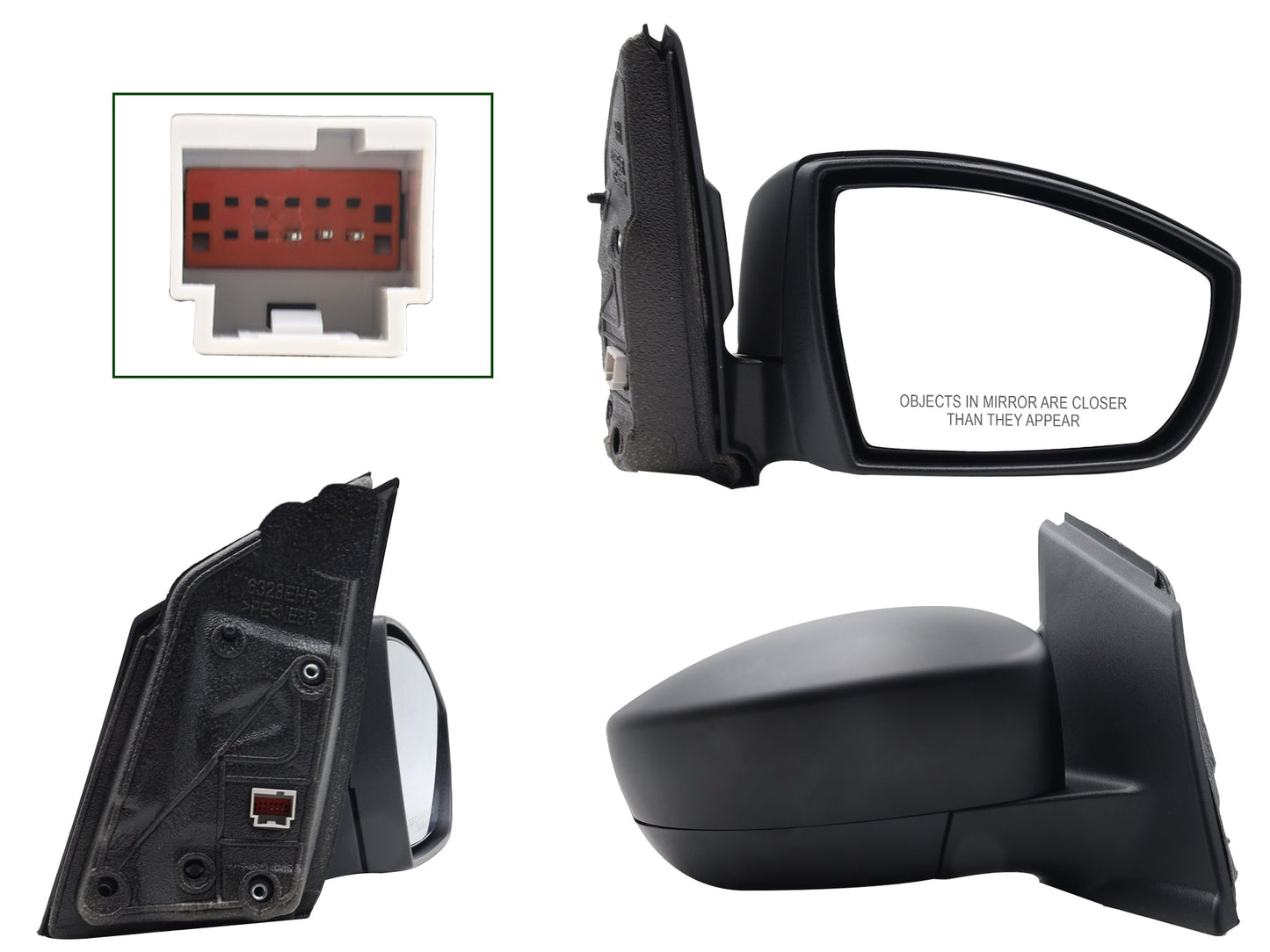 ESPEJO DER ELECT NEGRO P/PINTAR C/DESEMPAÑANTE (3PINES)