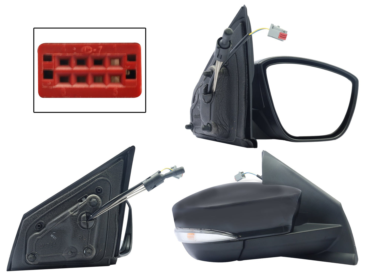 ESPEJO DER MANUAL NEGRO P/PINTAR C/CONTROL C/LUZ DIRECCIONAL (2PINES)
