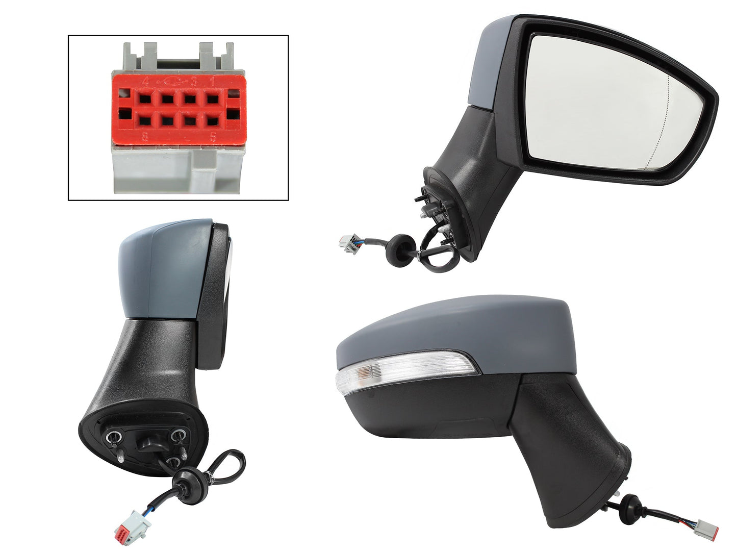 ESPEJO DER ELECT GRIS P/PINTAR C/LUZ DIRECCIONAL (5PINES)