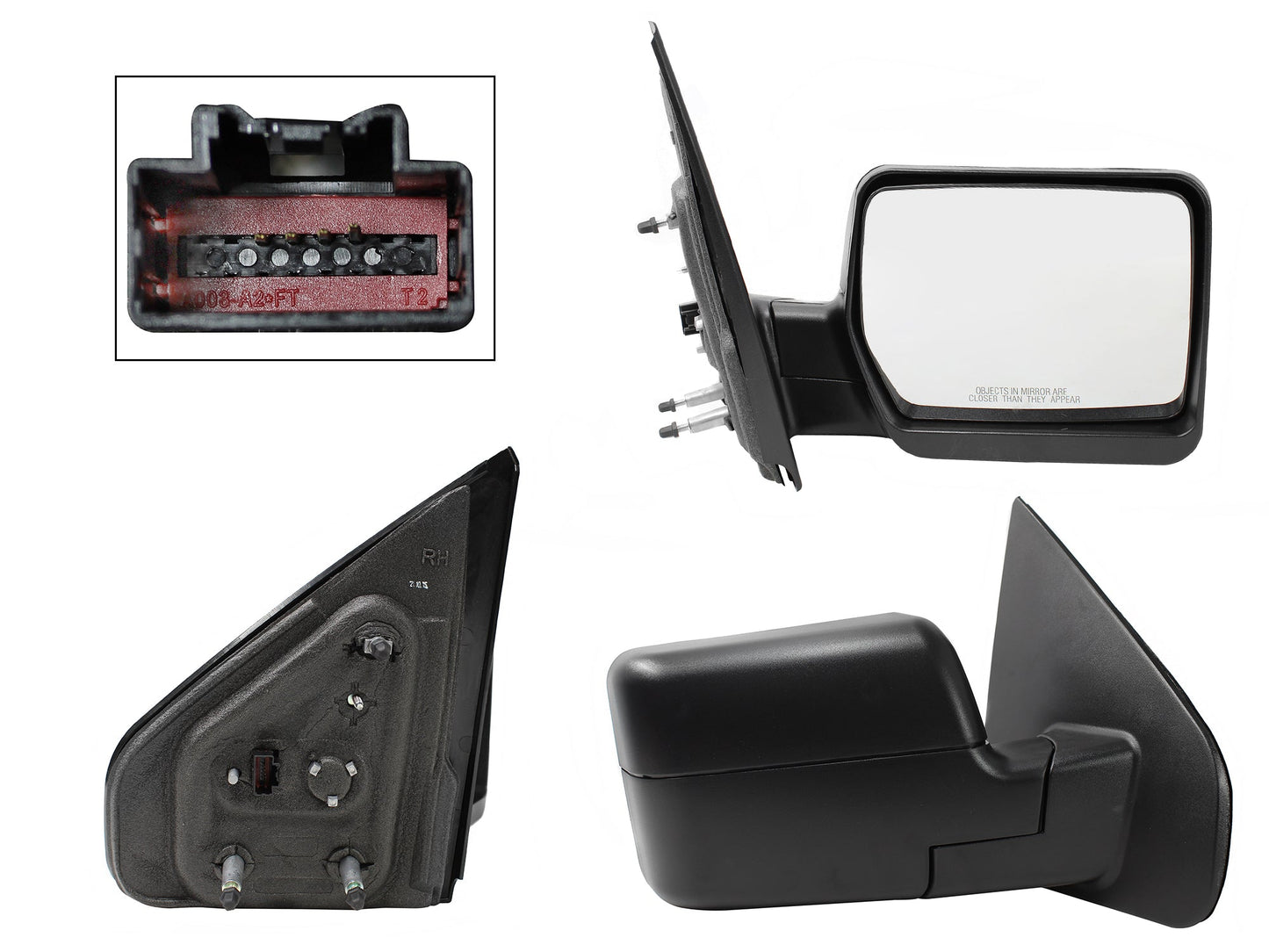 ESPEJO DER ELECT NEGRO POROSO (4PINES)