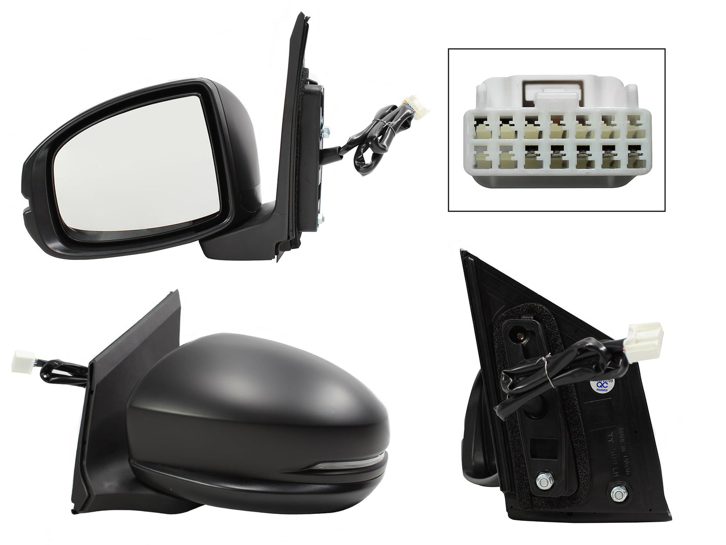 ESPEJO IZQ ELECT NEGRO P/PINTAR C/LUZ DIRECCIONAL (5PINES)