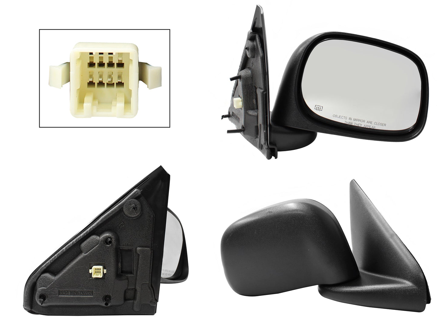 ESPEJO DER ELECT NEGRO POROSO (5PINES)