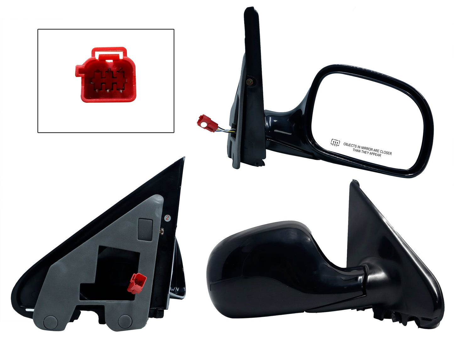 ESPEJO DER ELECT NEGRO LISO (5PINES) (TOWN & COUNTRY 96-00)