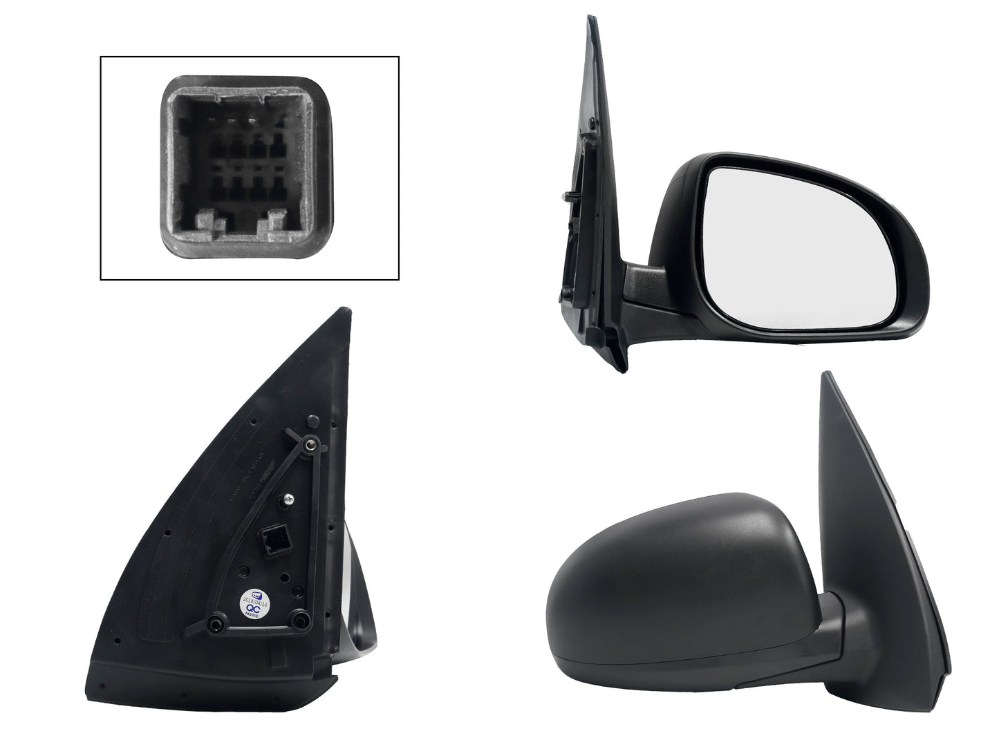 ESPEJO DER ELECT NEGRO POROSO (3PINES)