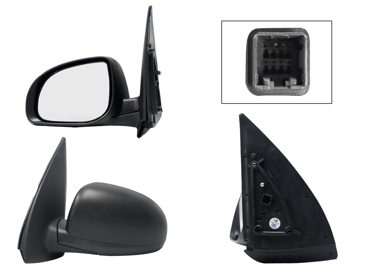 ESPEJO IZQ ELECT NEGRO POROSO (3PINES)