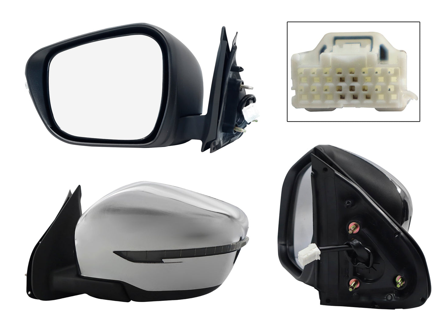 ESPEJO IZQ ELECT CROMO C/LUZ DIRECCIONAL (5PINES)