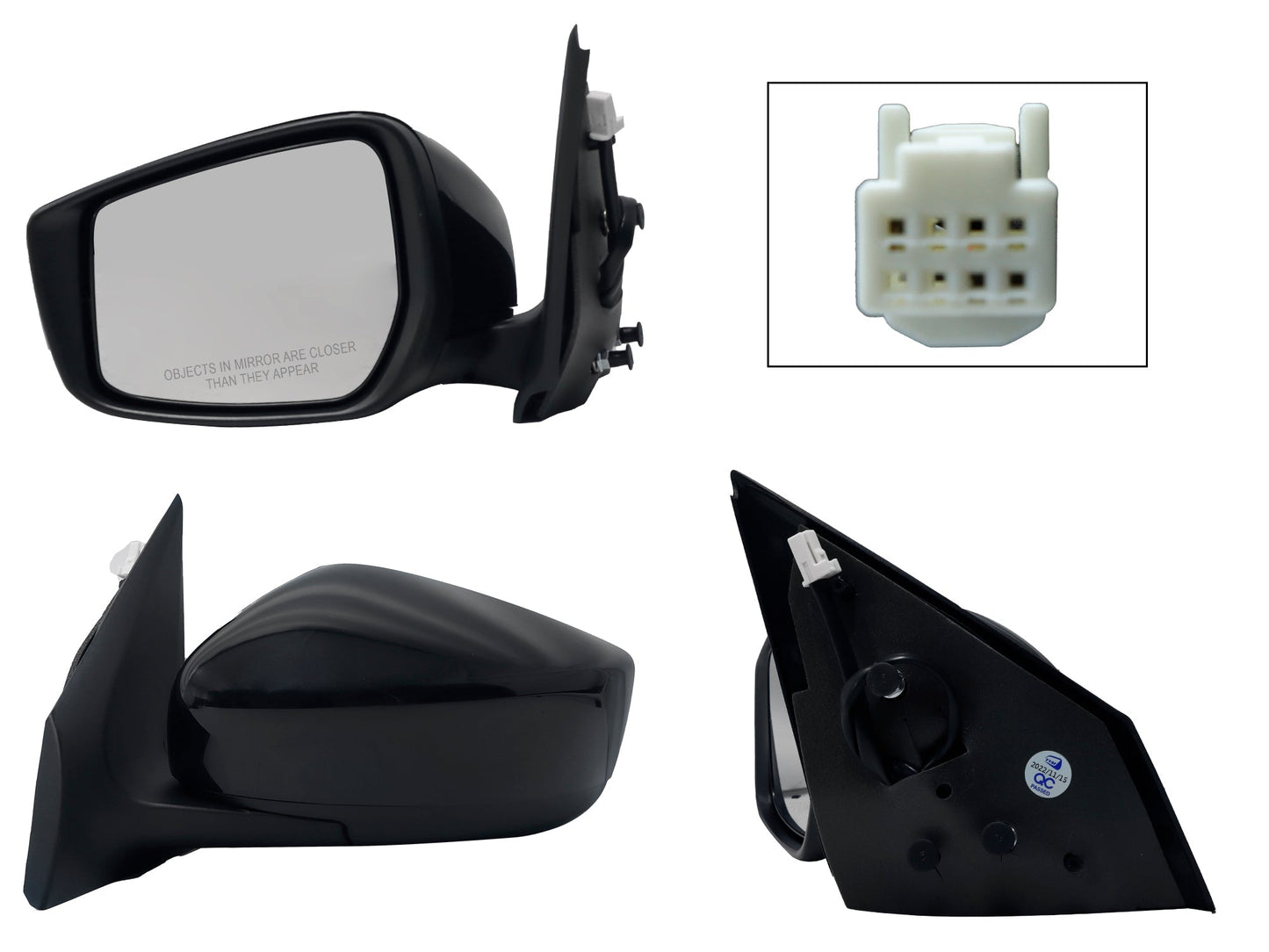 ESPEJO IZQ ELECT NEGRO P/PINTAR (3PINES)