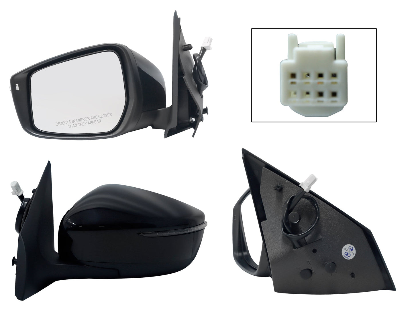 ESPEJO IZQ ELECT NEGRO P/PINTAR C/LUZ DIRECCIONAL (5PINES)