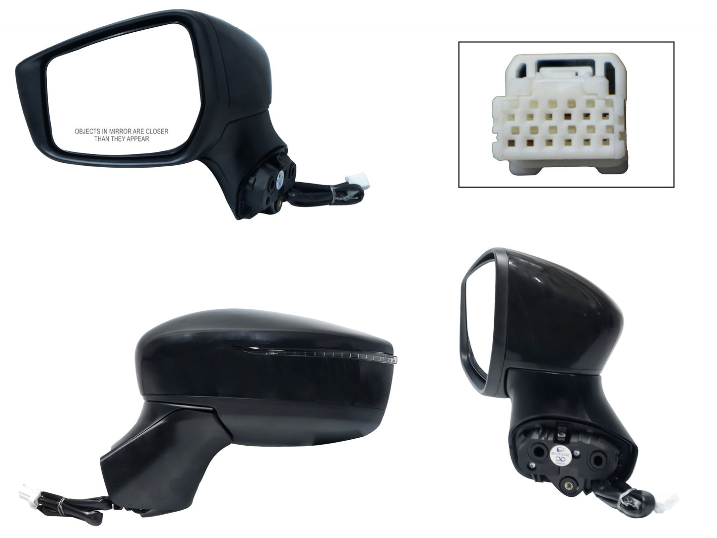 ESPEJO IZQ ELECT NEGRO P/PINTAR C/LUZ DIRECCIONAL (6PINES)