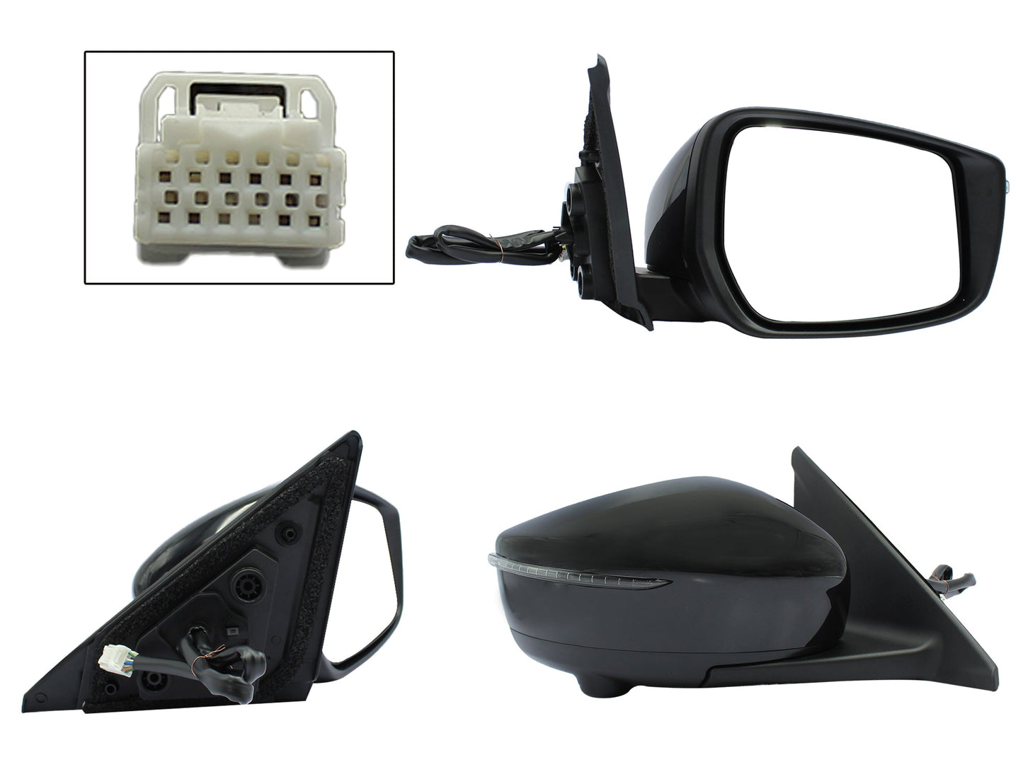 ESPEJO DER ELECT NEGRO P/PINTAR C/LUZ DIRECCIONAL C/CAMARA (9PINES)