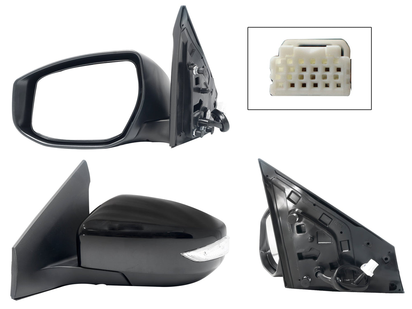 ESPEJO IZQ ELECT NEGRO P/PINTAR C/LUZ DIRECCIONAL C/DESEMPAÑANTE (7PINES)