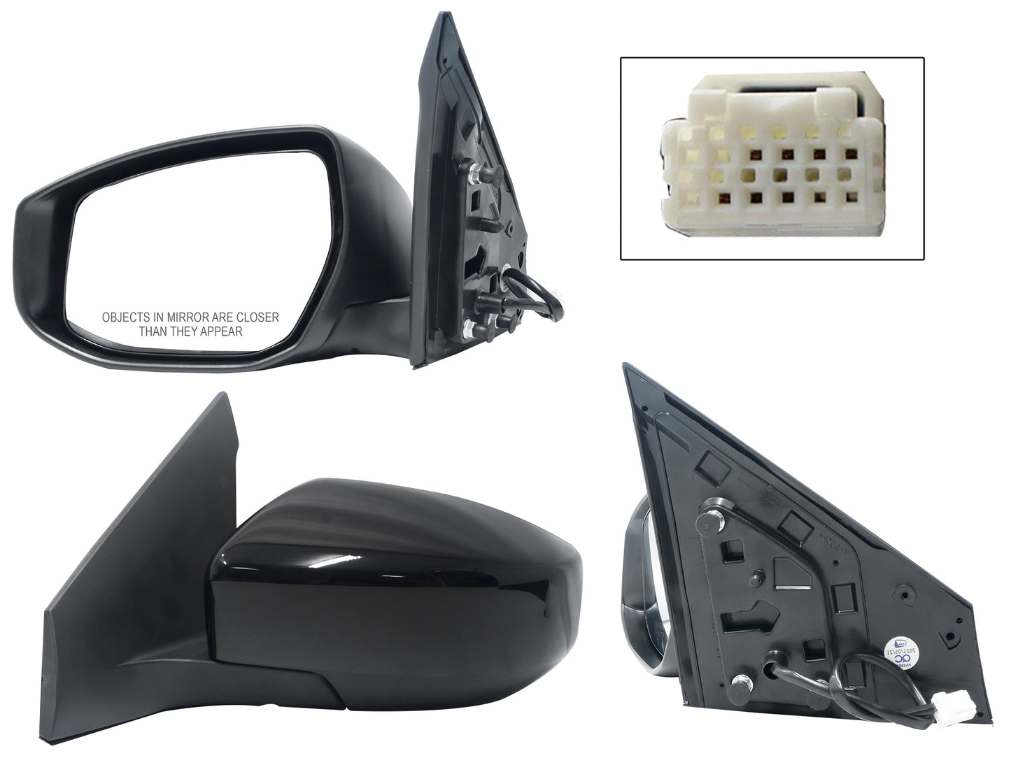 ESPEJO IZQ ELECT NEGRO P/PINTAR (3PINES)