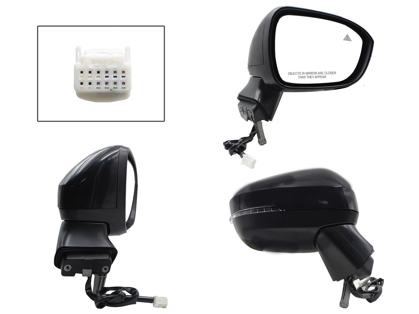 ESPEJO DER ELECT NEGRO P/PINTAR C/LUZ DIRECCIONAL C/DESEMPAÑANTE C/DETECTOR PUNTO CIEGO (7PINES)