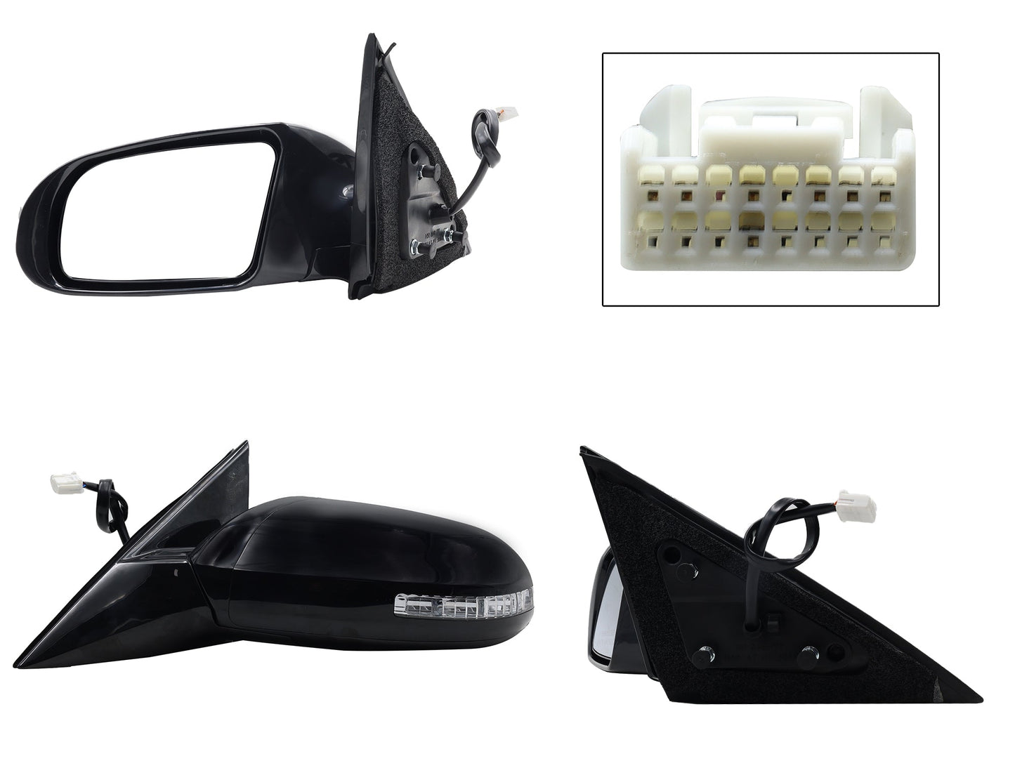 ESPEJO IZQ ELECT NEGRO P/PINTAR C/LUZ DIRECCIONAL C/DESEMPAÑANTE (7PINES)