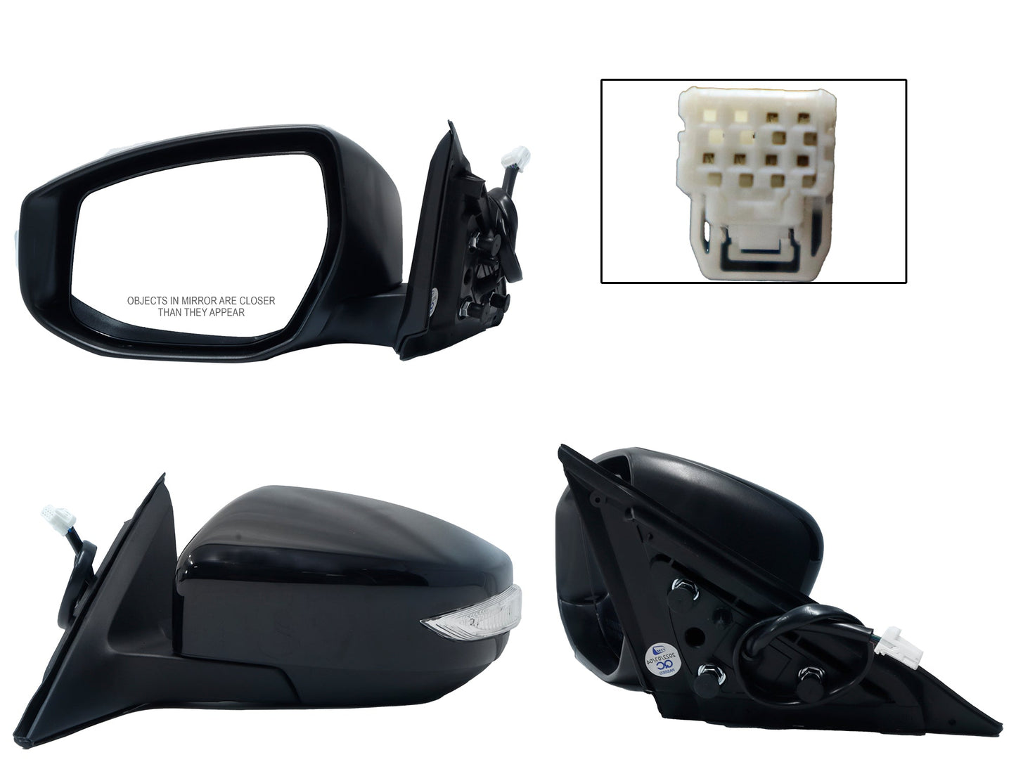 ESPEJO IZQ ELECT NEGRO P/PINTAR C/LUZ DIRECCIONAL C/DESEMPAÑANTE (6PINES)
