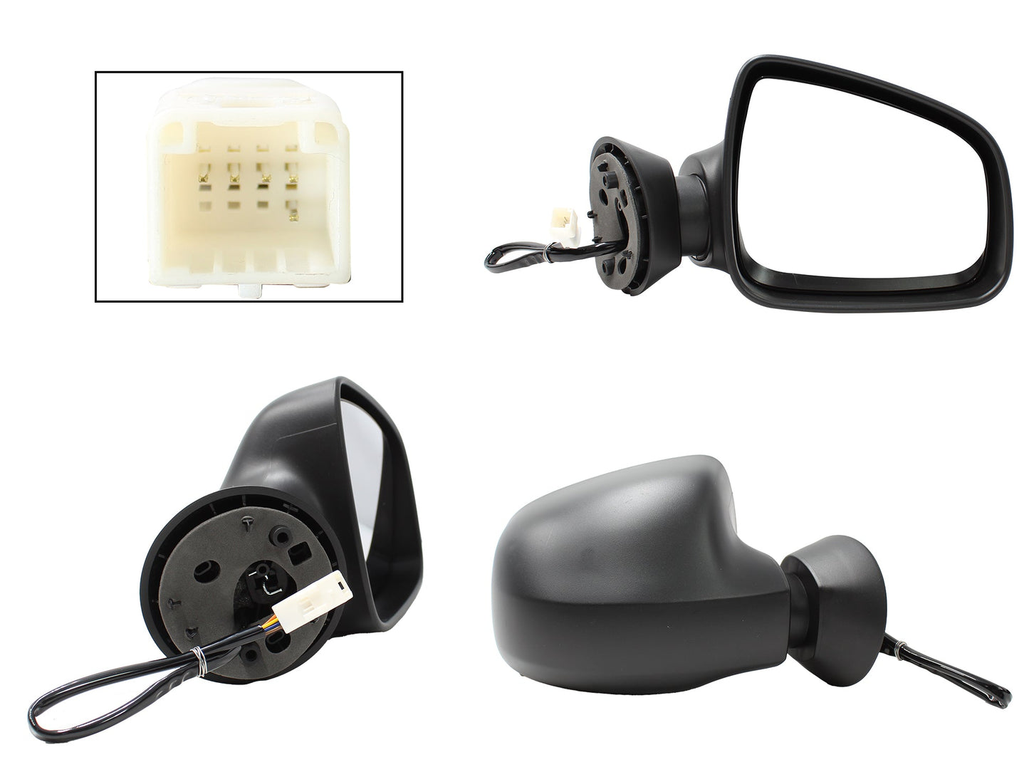 ESPEJO DER ELECT NEGRO POROSO C/DESEMPAÑANTE (5PINES) (SANDERO-STEPWAY 10-15)