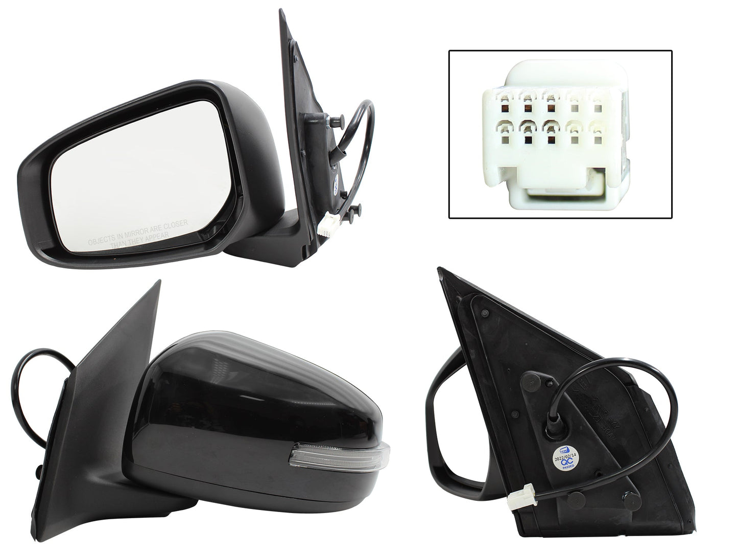 ESPEJO IZQ ELECT NEGRO P/PINTAR C/LUZ DIRECCIONAL (5PINES) (MIRAGE 5PTAS 15-19)