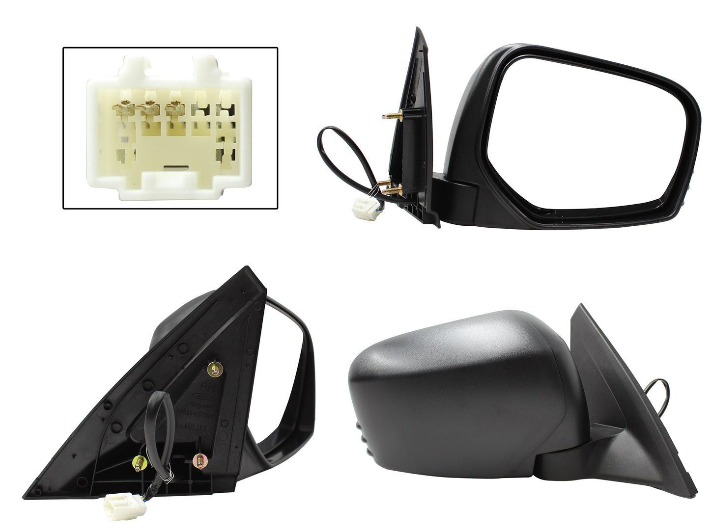 ESPEJO DER ELECT NEGRO POROSO (3PINES)