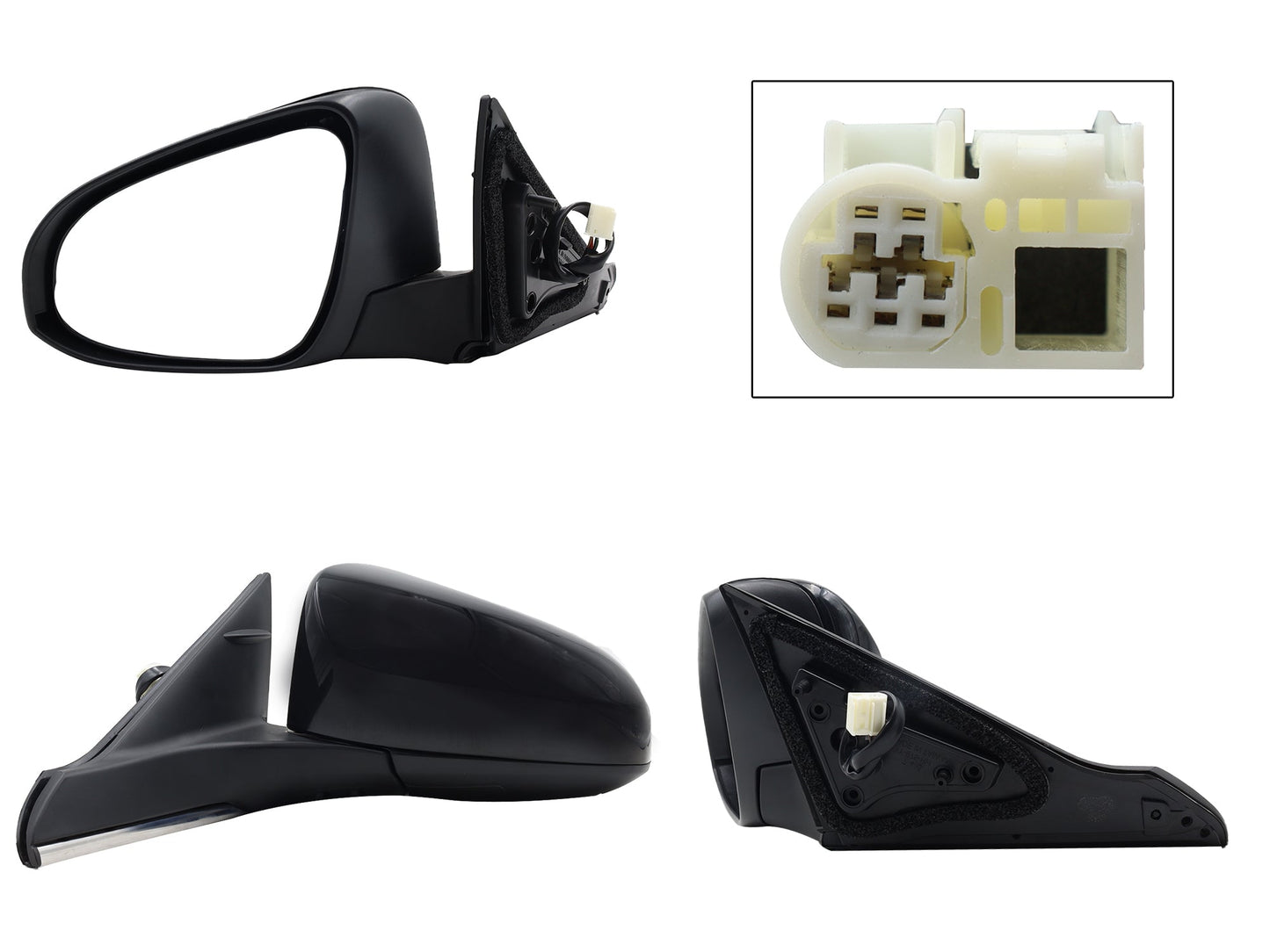 ESPEJO IZQ ELECT NEGRO P/PINTAR C/DESEMPAÑANTE (5PINES)