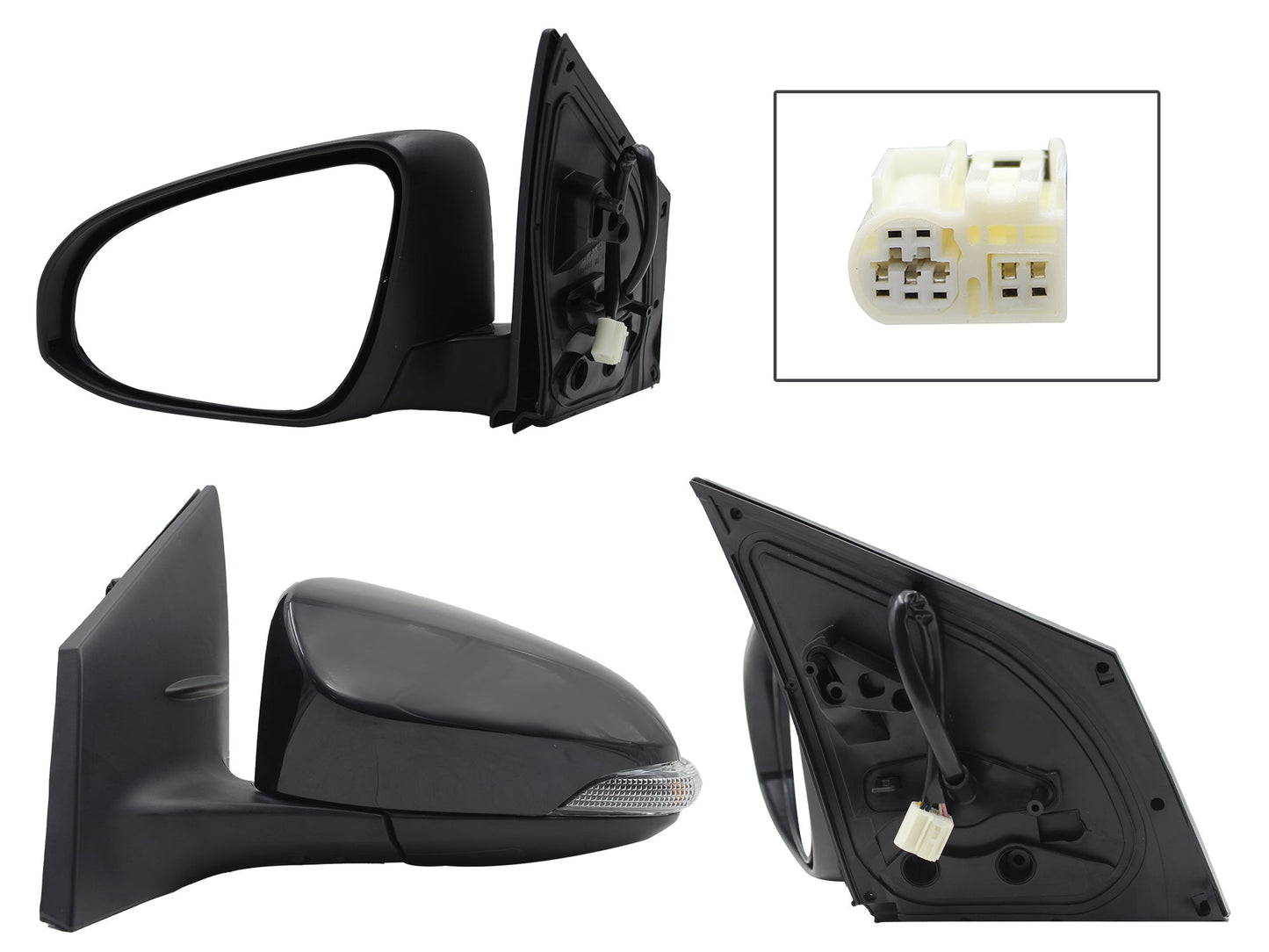 ESPEJO IZQ ELECT NEGRO P/PINTAR C/LUZ DIRECCIONAL C/DESEMPAÑANTE (7PINES)