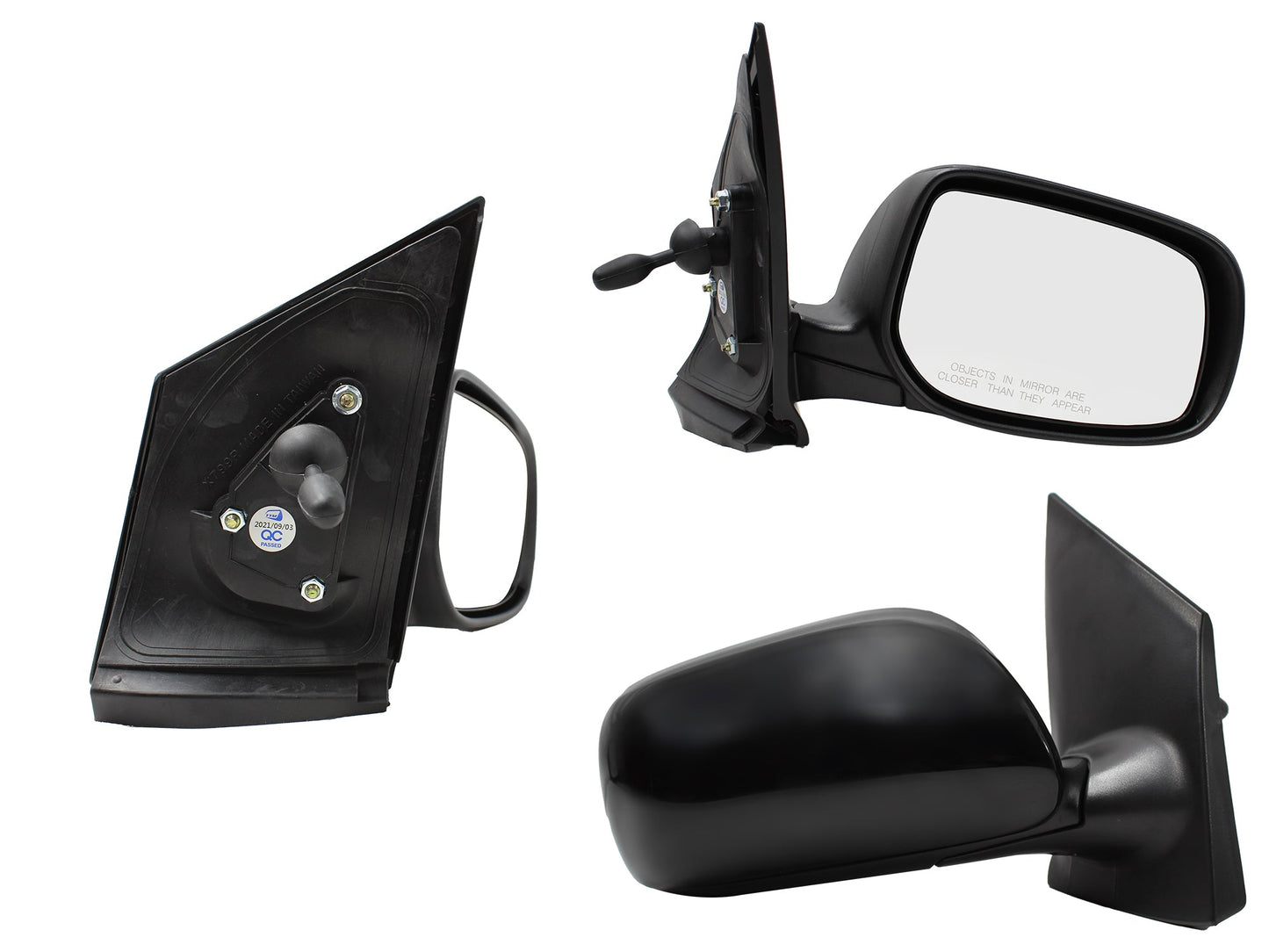 ESPEJO DER MANUAL NEGRO P/PINTAR C/CONTROL 4PTAS