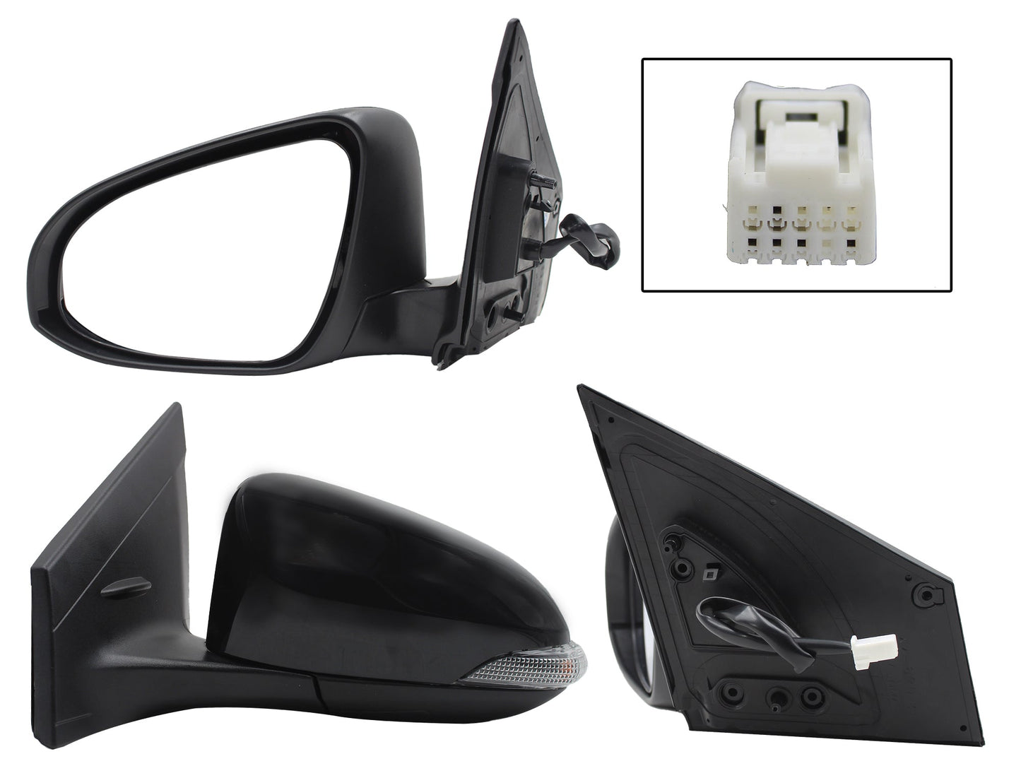 ESPEJO IZQ ELECT NEGRO P/PINTAR C/LUZ DIRECCIONAL (5PINES) (SEDAN/H-BACK)