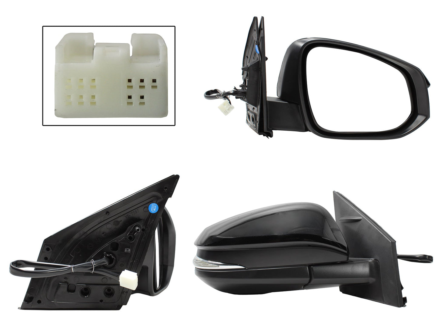 ESPEJO DER ELECT NEGRO P/PINTAR C/LUZ DIRECCIONAL (5PINES)