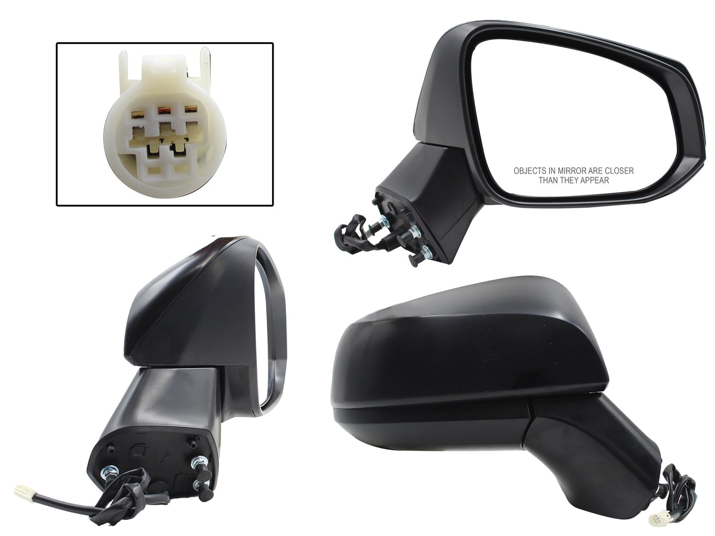 ESPEJO DER ELECT NEGRO POROSO (3PINES)