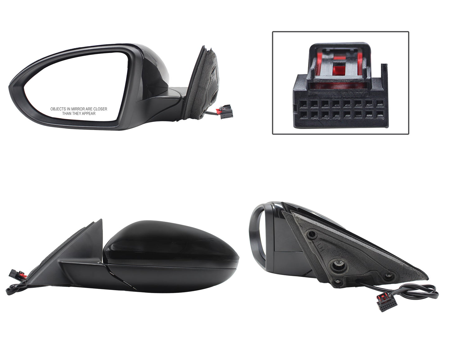 ESPEJO IZQ ELECT NEGRO P/PINTAR C/DESEMPAÑANTE (5PINES)