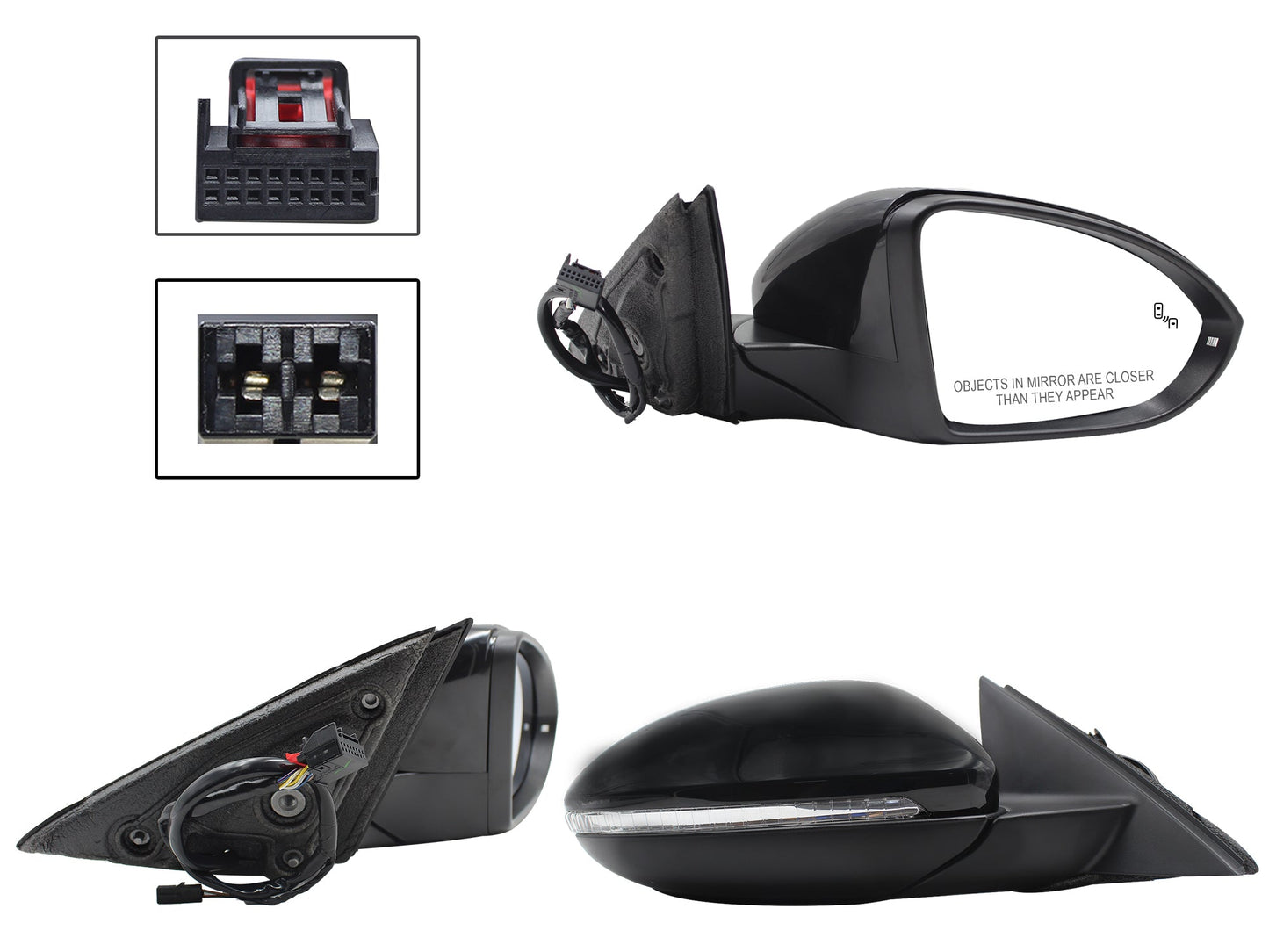 ESPEJO DER ELECT NEGRO P/PINTAR C/LUZ DIRECC C/DESEMP C/MEMORIA C/DETECTOR PUNTO CIEGO (10+2PINES)