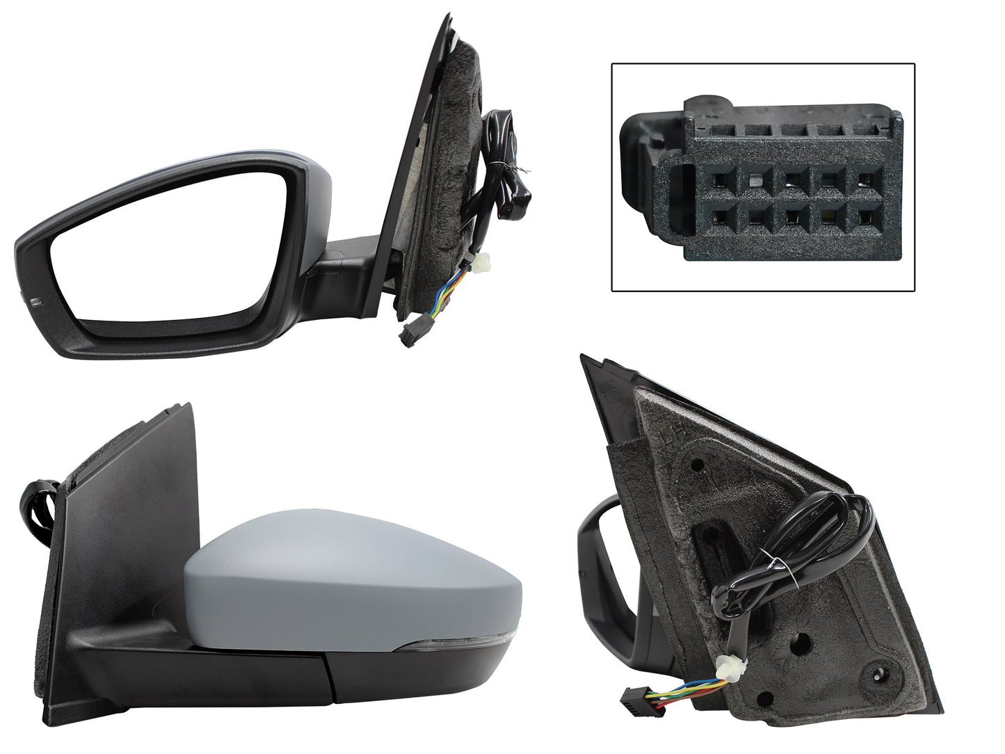 ESPEJO IZQ ELECT GRIS P/PINTAR C/LUZ DIRECCIONAL C/DESEMPAÑANTE (6PINES) (POLO 13-22)
