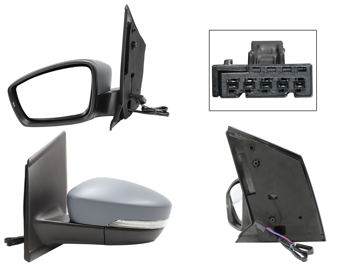 ESPEJO IZQ ELECT GRIS P/PINTAR C/LUZ DIRECCIONAL (5PINES)