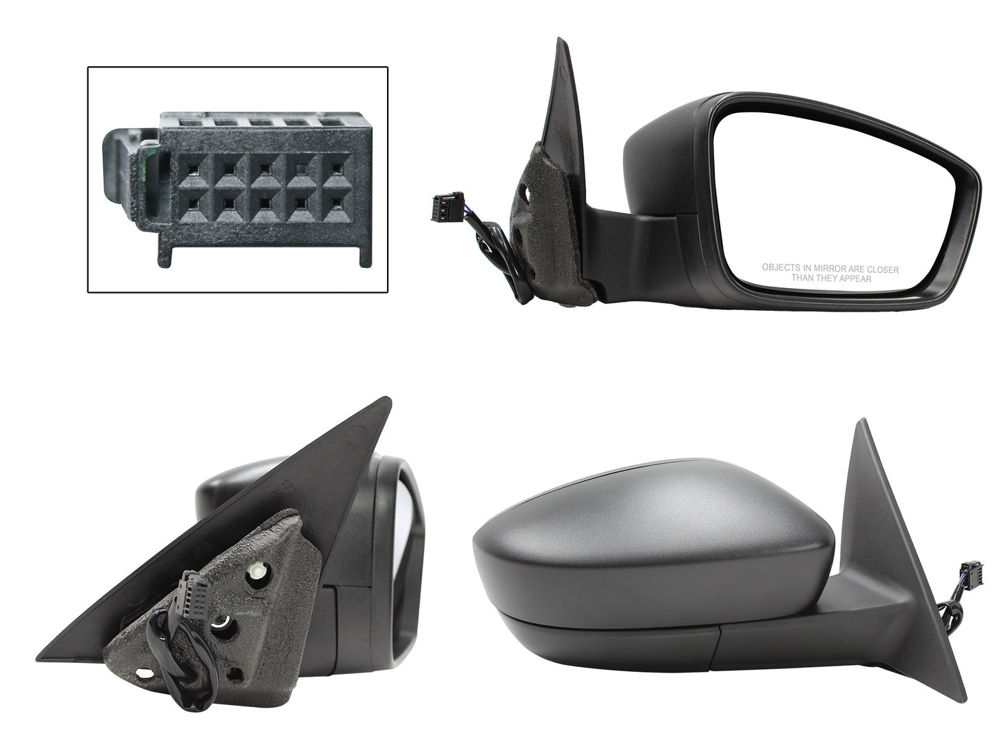 ESPEJO DER ELECT NEGRO POROSO C/DESEMPAÑANTE (5PINES)