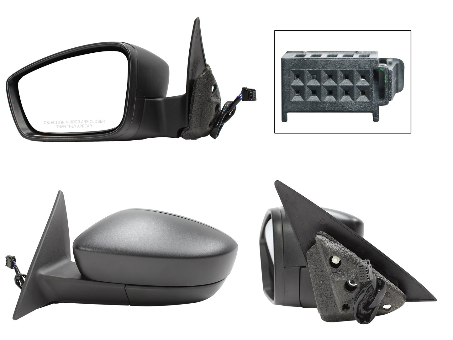 ESPEJO IZQ ELECT NEGRO POROSO C/DESEMPAÑANTE (5PINES)