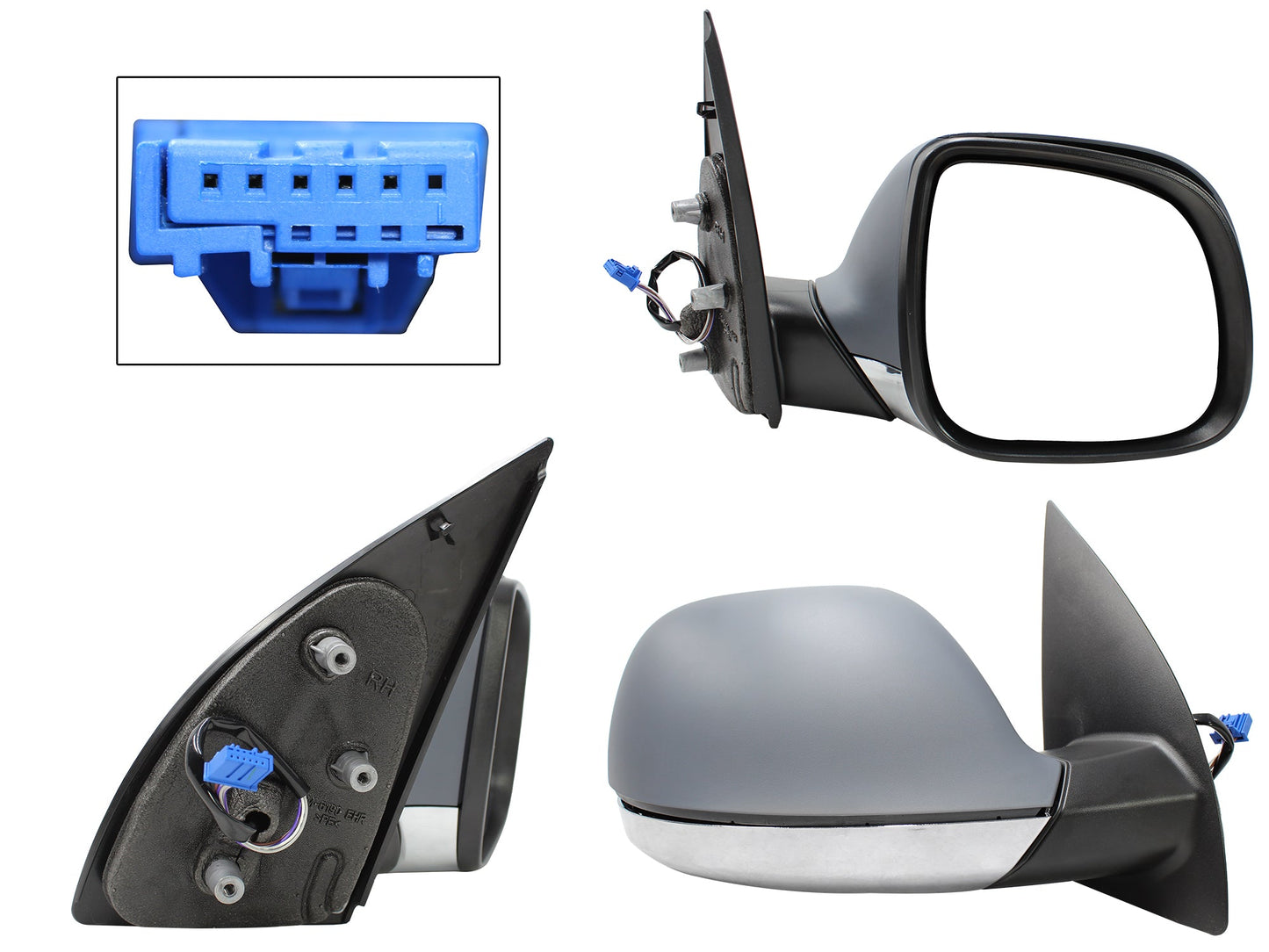 ESPEJO DER ELECT GRIS C/CROMO P/PINTAR C/DESEMPAÑANTE (5PINES)