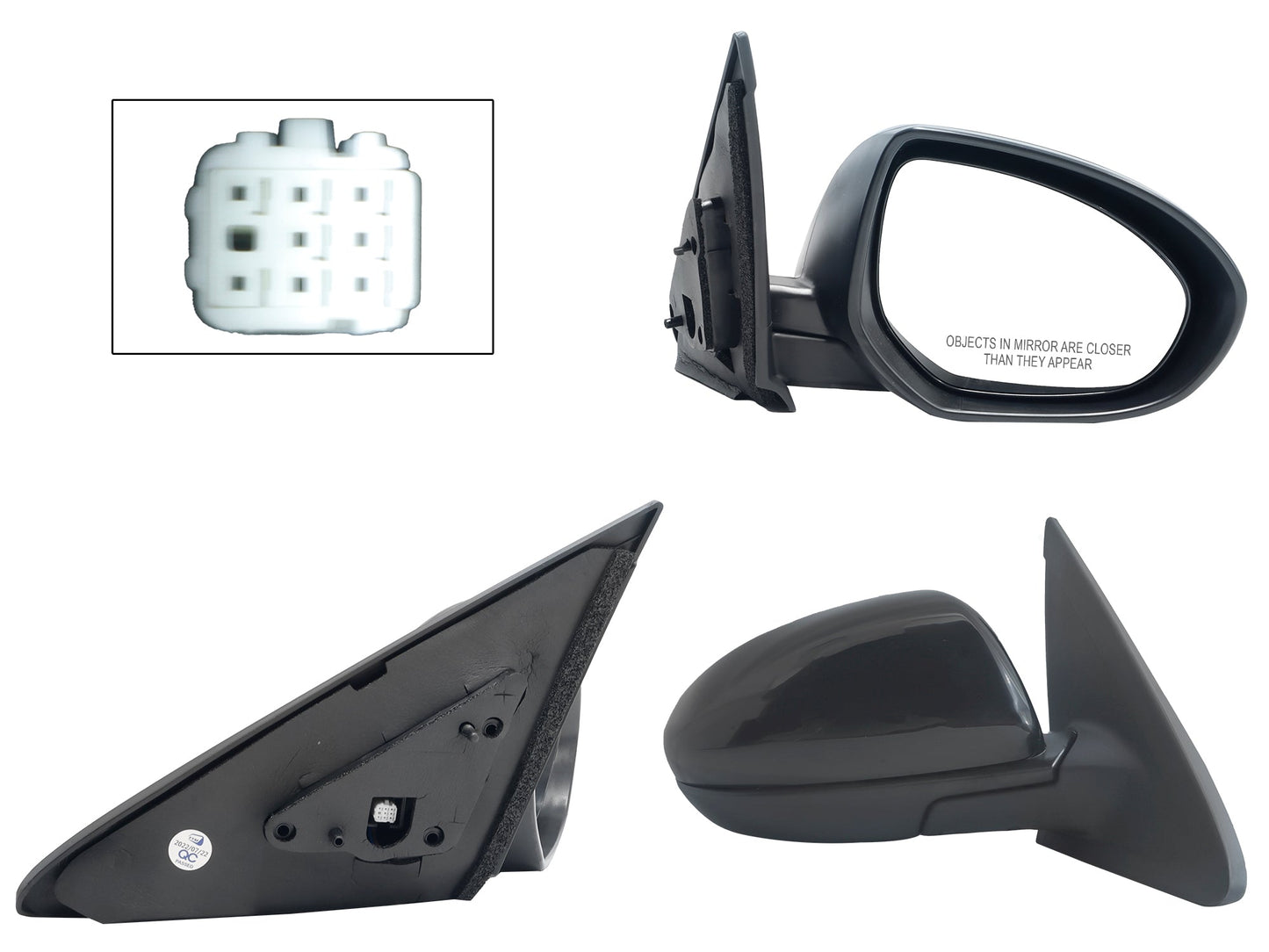 ESPEJO DER ELECT NEGRO P/PINTAR (5PINES) (SEDAN/B-BACK)