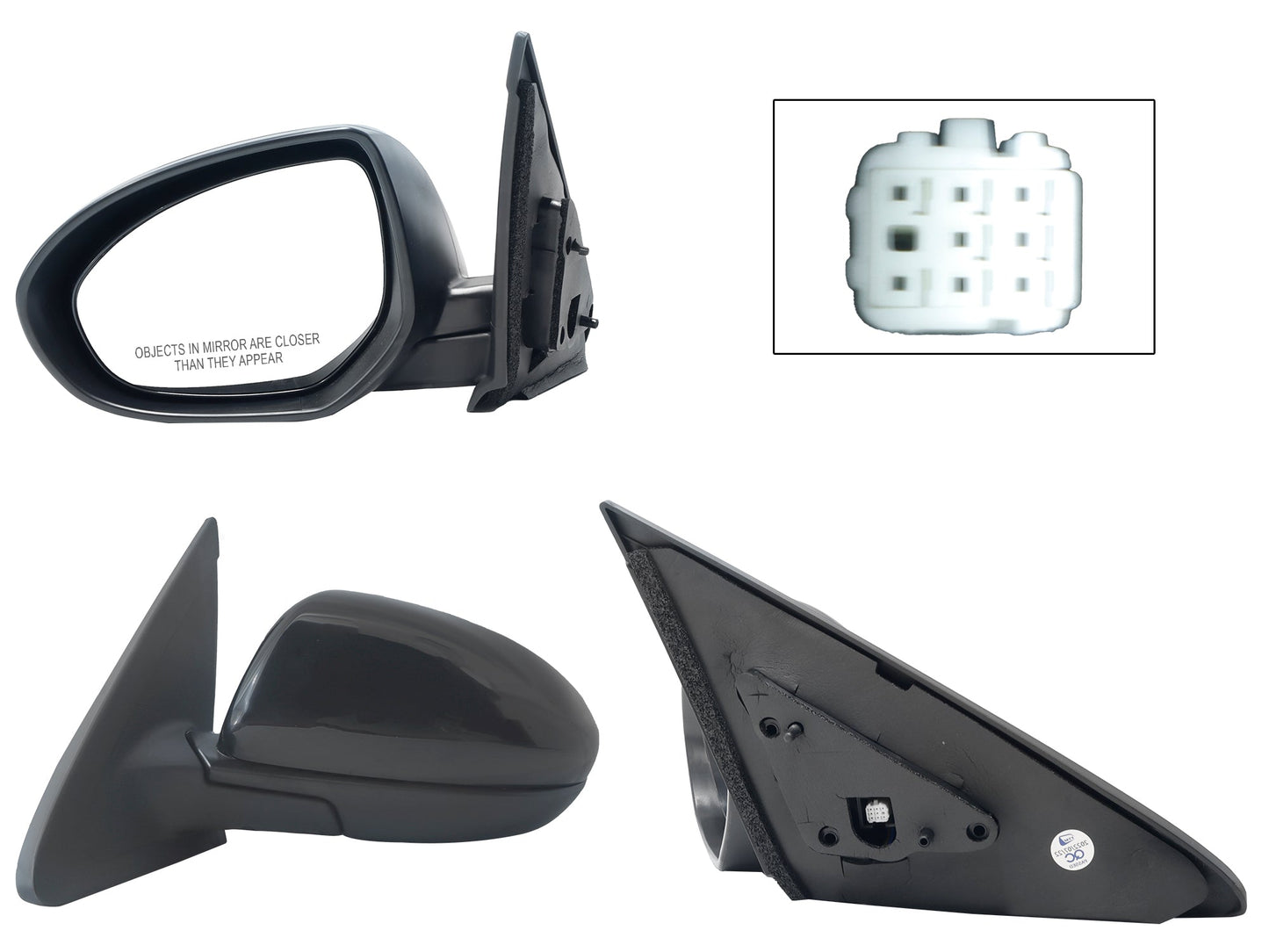 ESPEJO IZQ ELECT NEGRO P/PINTAR (5PINES) (SEDAN/B-BACK)