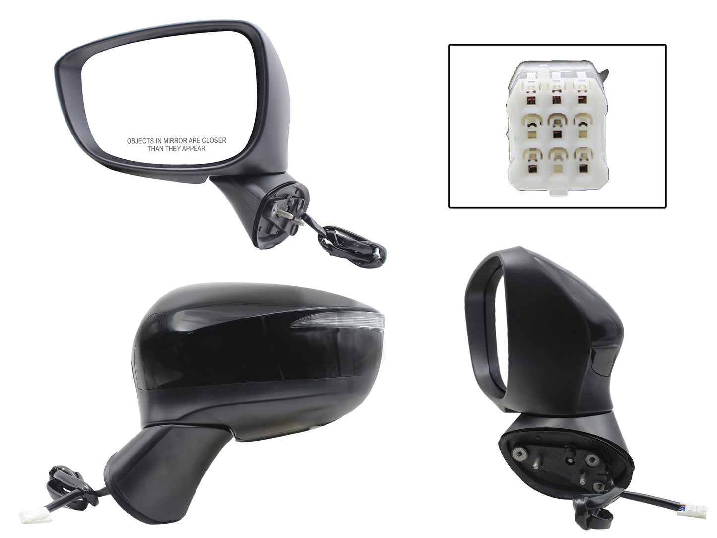 ESPEJO IZQ ELECT NEGRO P/PINTAR C/LUZ DIRECCIONAL C/DESEMPAÑANTE (6PINES)
