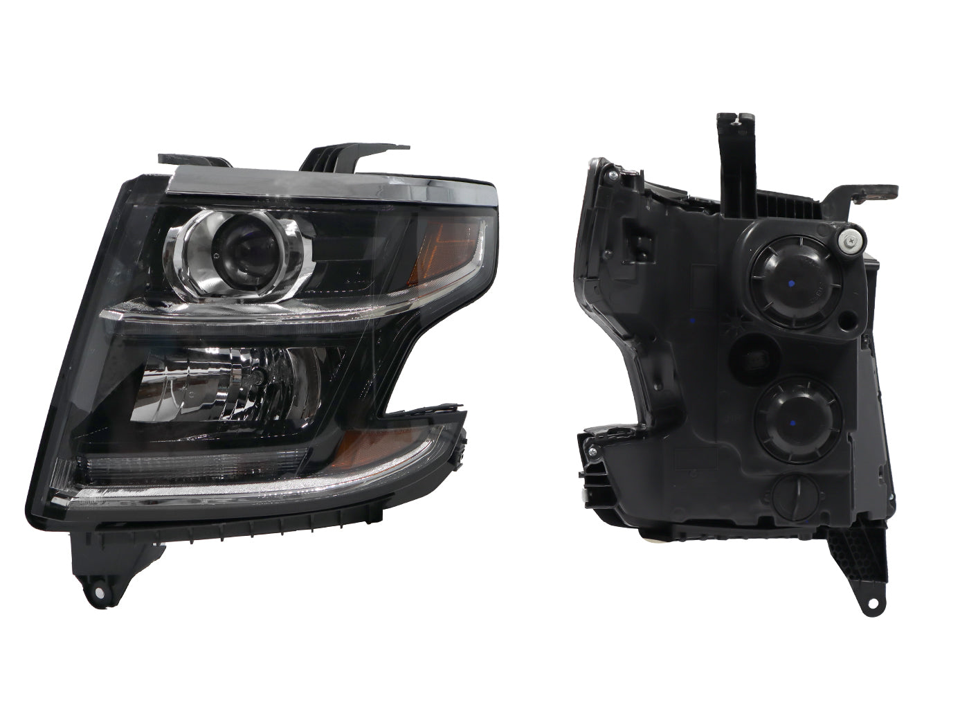 FARO IZQ F/NEGRO C/LUPA C/MICA AMBAR (TAHOE 15-17)