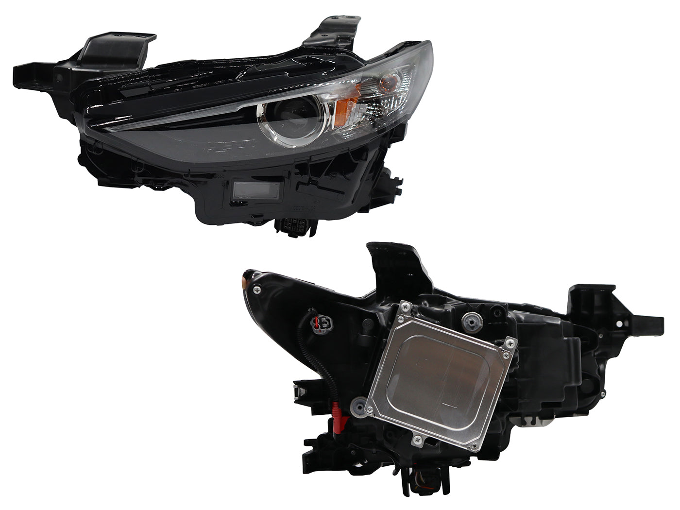 FARO IZQ F/NEGRO C/LED C/LUPA C/MICA AMBAR (SEDAN/H-BACK)