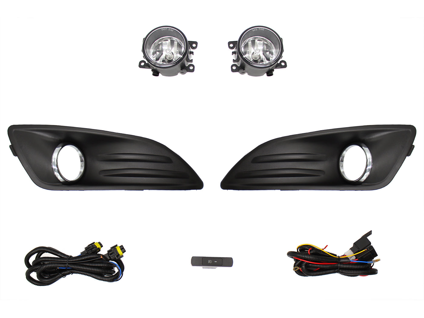 KIT FARO AUX C/CABLES C/REJILLAS ARILLO CROMO C/FOCOS